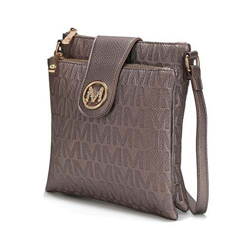 MKF Crossbody Bags for women – Cross body Strap, Messenger Purse – PU Leather Handbag, Womens Fashion Pocketbook Pewter