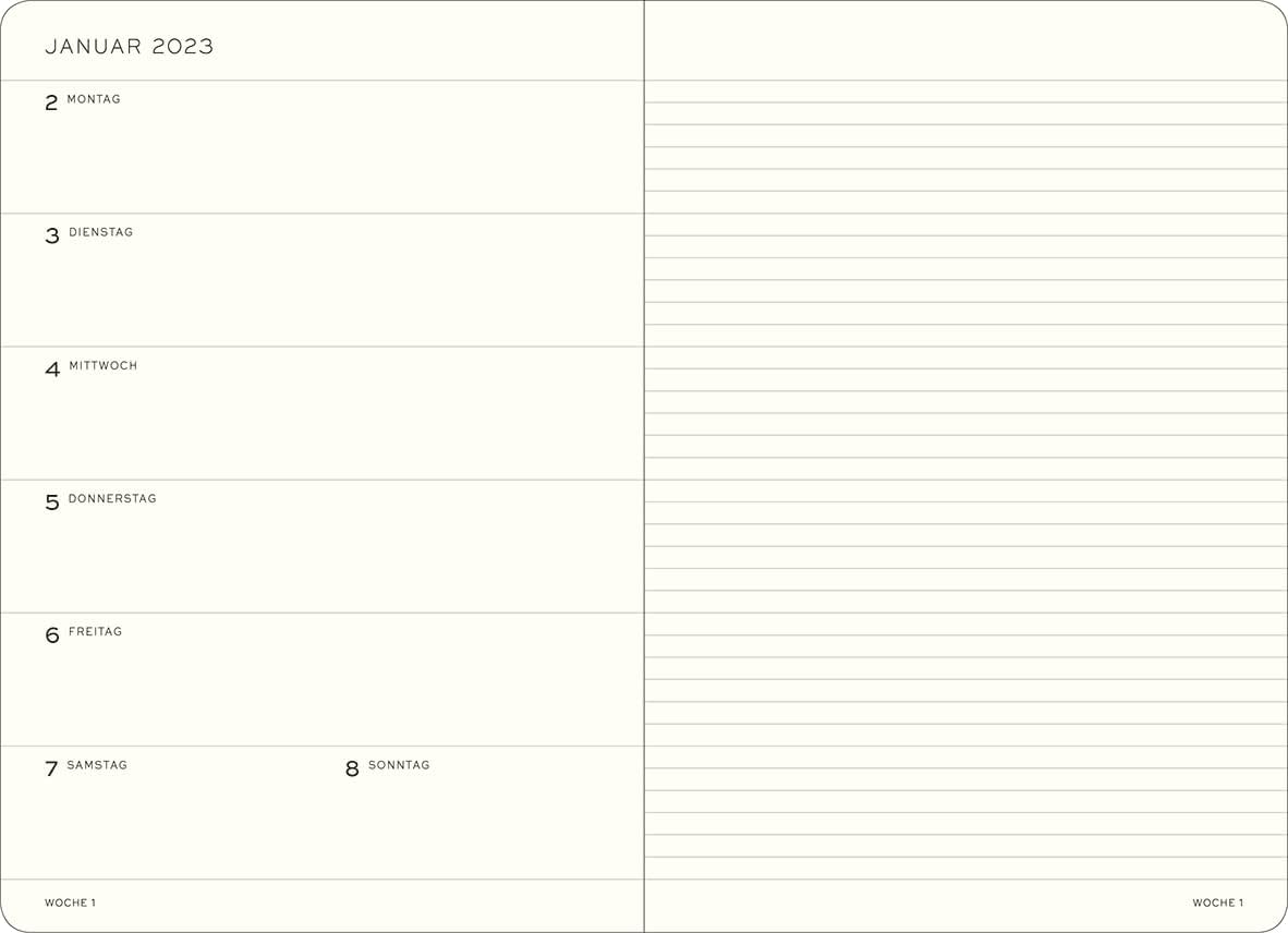 LEUCHTTURM1917 365800 Weekly Calendar & Notebook Medium (A5) 2023, 18 Months, Lilac, German