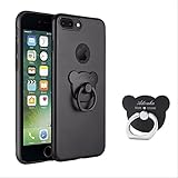 iPhone 7 Plus Case, Advaka Ultra Thin Hard PC Bumper Case Shock-Absorption and Anti-Scratch Back Case Cover with Ring Holder Kickstand for Apple iPhone 7 Plus (Black+2 Kickstands)