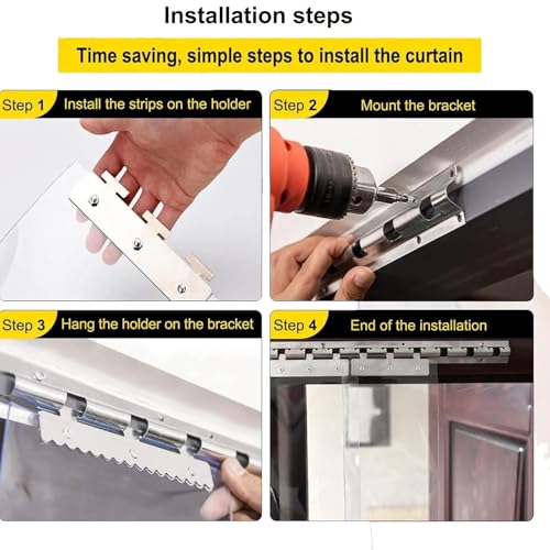 Kit de puerta de cortina de tiras de PVC para aislar corrientes de aire en accesos 5
