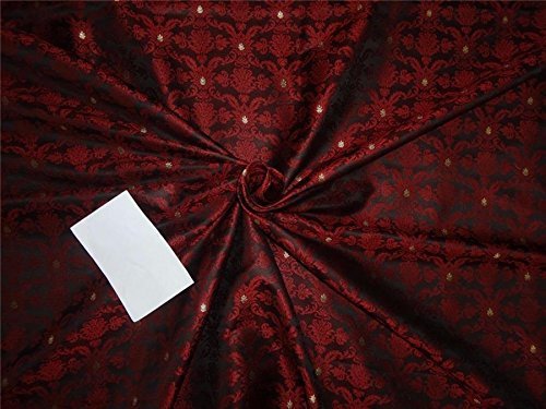 Soie Brocade Redwine Noir et Doré tissu brocart soie rouge noir or