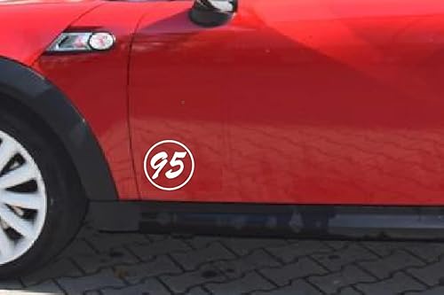 Miniatura 1 de Juego de dos calcomanías de vinilo de 4 pulgadas de diámetro para vehículo escolar, autobús escolar, semircamión, ventana de puerta, número de