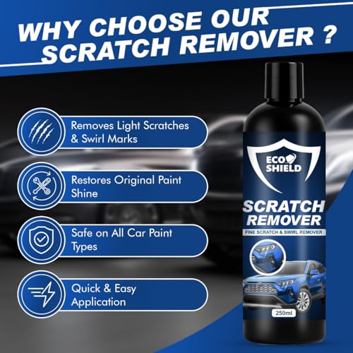 Image of EcoShield Car Scratch Removal 200ml With Microfiber Cloth | Safe For All Color Vehicle | Removes Minor To Mid Level Scratches & Swirl | Car Scratch Remover With Paint-Safe Formula | Rubbing Compound