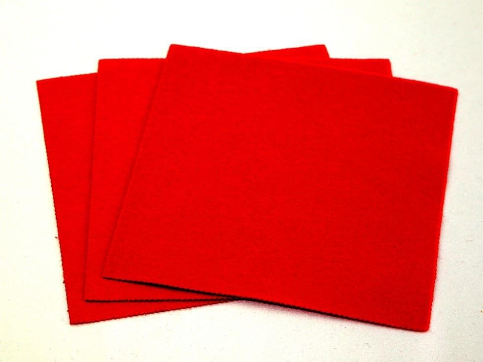 Self Adhesive 6" Felt Fabric Sheets (Value Pack) for Toymaking, Homecrafts, Handicrafts & DIY Cherry Red - per Pack of 50