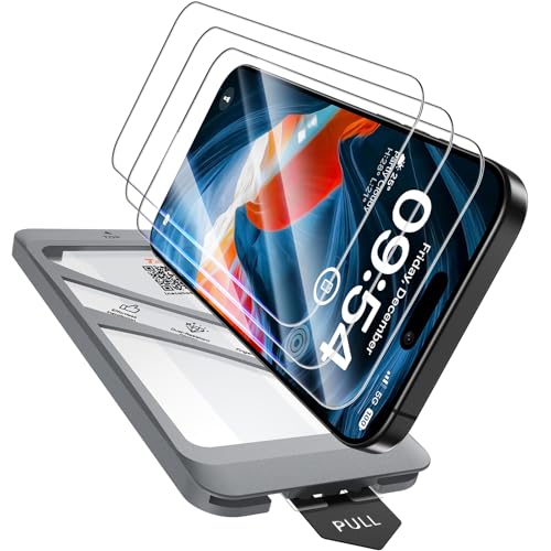 Image of TAURI 3 Pack for iPhone 16 Pro Screen Protector 6.3 inch with Auto-Installation Tool, Tempered Glass, Scratch-Resistant, [Military Grade Protection] Film