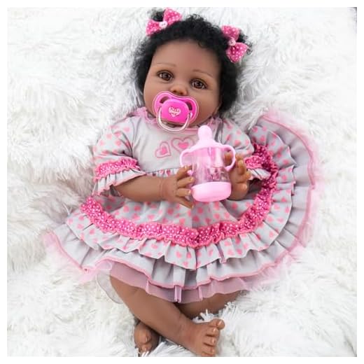 Aori Lifelike Reborn Baby Dolls with Soft Body African American Realistic Girl Doll 22 Inch Teddy Gift Set for Girl Ages 3