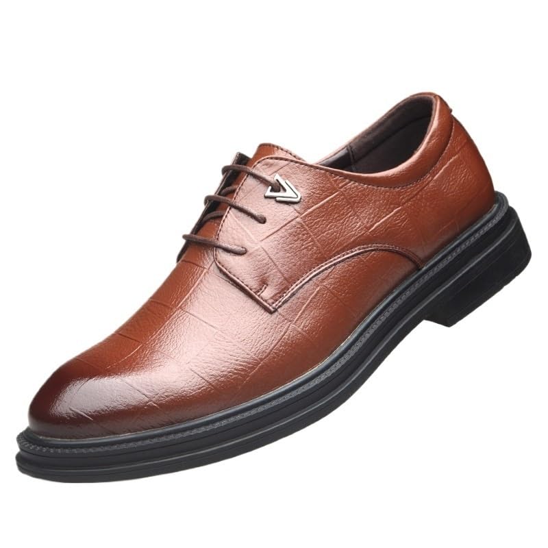 Uniform Dress Oxford Formal Shoes for Mens Top-Grain Leather Lace-up Round Toe Wedding Non Slip Rubber Sole Low Top Shoe
