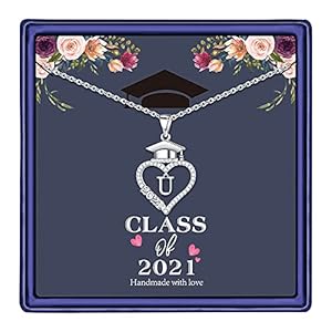 M-MOOHAM-Graduation-Gifts-for-Her-2021-14K-White-Gold-Plated-CZ-Graduation-Cap-Necklaces-Heart-Pendant-Initial-Necklaces-for-Women-Girls-College-Graduation-Gifts-for-Her-High-School M MOOHAM Graduation Gifts for Her 2023, 14K White Gold Plated Graduation Cap Necklaces 2023 Graduation Gifts Initial Necklaces for Girls Graduation Gifts for Her(U