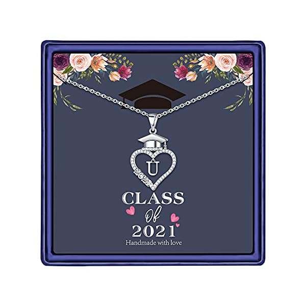 M-MOOHAM-Graduation-Gifts-for-Her-2021-14K-White-Gold-Plated-CZ-Graduation-Cap-Necklaces-Heart-Pendant-Initial-Necklaces-for-Women-Girls-College-Graduation-Gifts-for-Her-High-School M MOOHAM Graduation Gifts for Her 2023, 14K White Gold Plated Graduation Cap Necklaces 2023 Graduation Gifts Initial Necklaces for Girls Graduation Gifts for Her(U