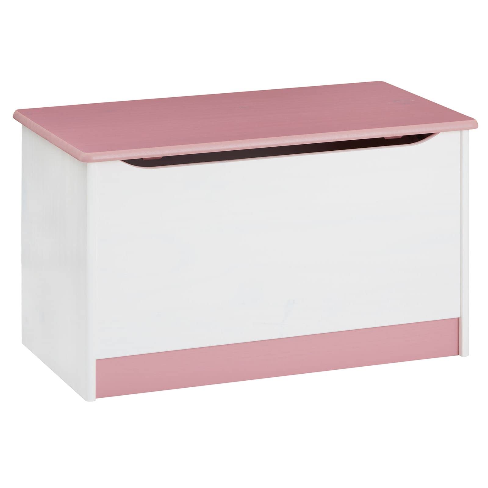 IDIMEX Coffre à Jouets Hannah Coffre de Rangement Malle rectangulaire avec abattant, en pin Massif lasuré Blanc Rose