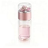 Yosoo Health Gear Tea Infuser Bottle 420ml Double Layer Stainless Steel Leak Proof Separating Bottle Reusable Glass Water Bottle for Office Travel Home Rose Gold