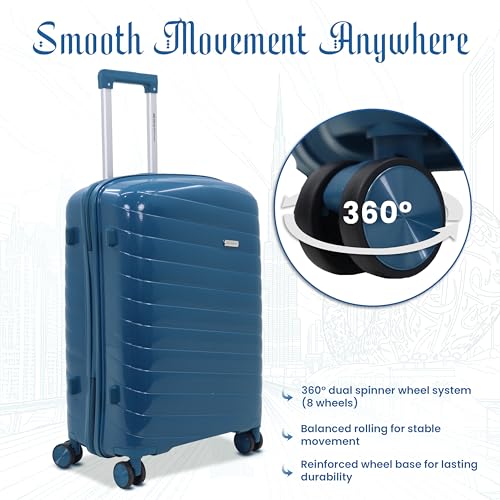 Image of Sarjah Polypropylene Suitcase Trolley Bag | TSA-Type Lock | TSA-Type Lock, 360 Dual Spinner Wheels, Aviation-Grade Telescopic Handle, Matte-Gloss Finish