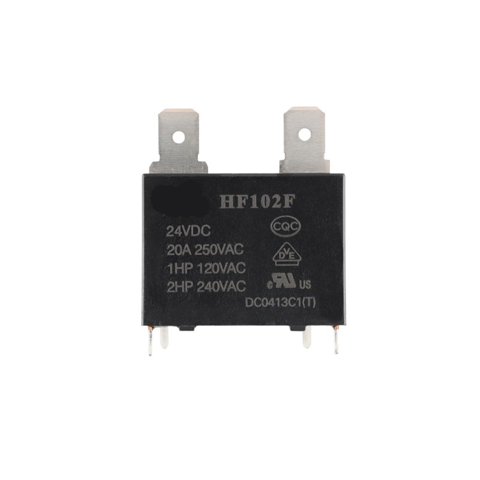 Relé HF102F 24VDC de 4 pines y 20A para control de energía 8