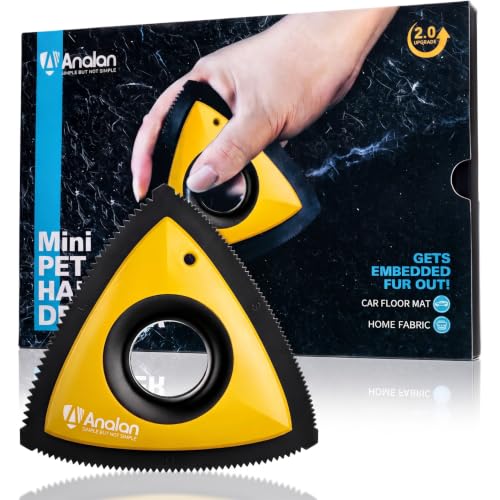 Image of Analan Mini Pet Hair Remover for Car Detailing Dog Hair Tool Brush (Yellow)