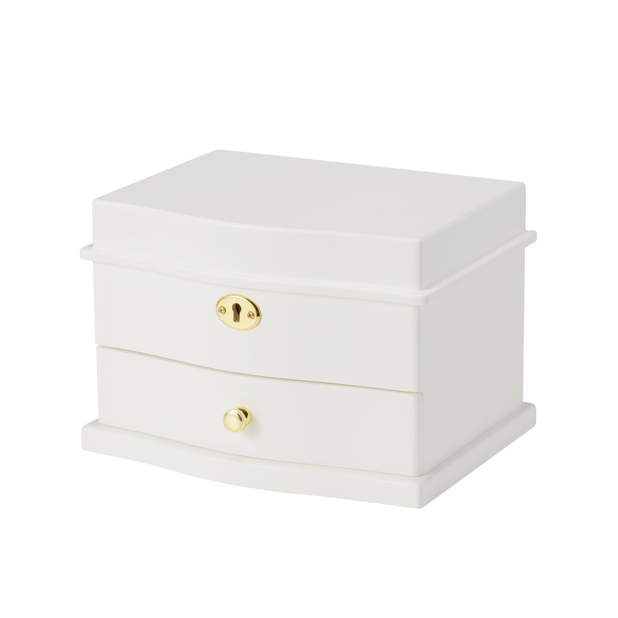 Joyero musical de bailarina con espejo para niñas, caja de música para almacenamiento de joyas para niños (blanco-L)