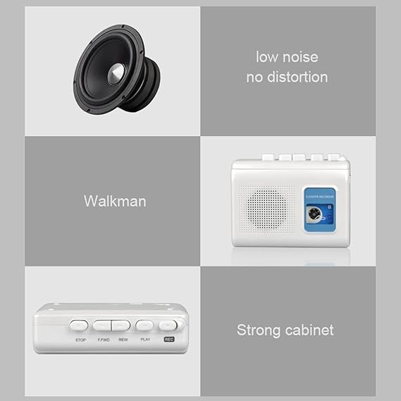 TOMASHI Portable Cassette Player Cassette Recorder with Built-in Speaker, Microphone, Headphone Input - 11.5 x 9 x 3.5 cm,