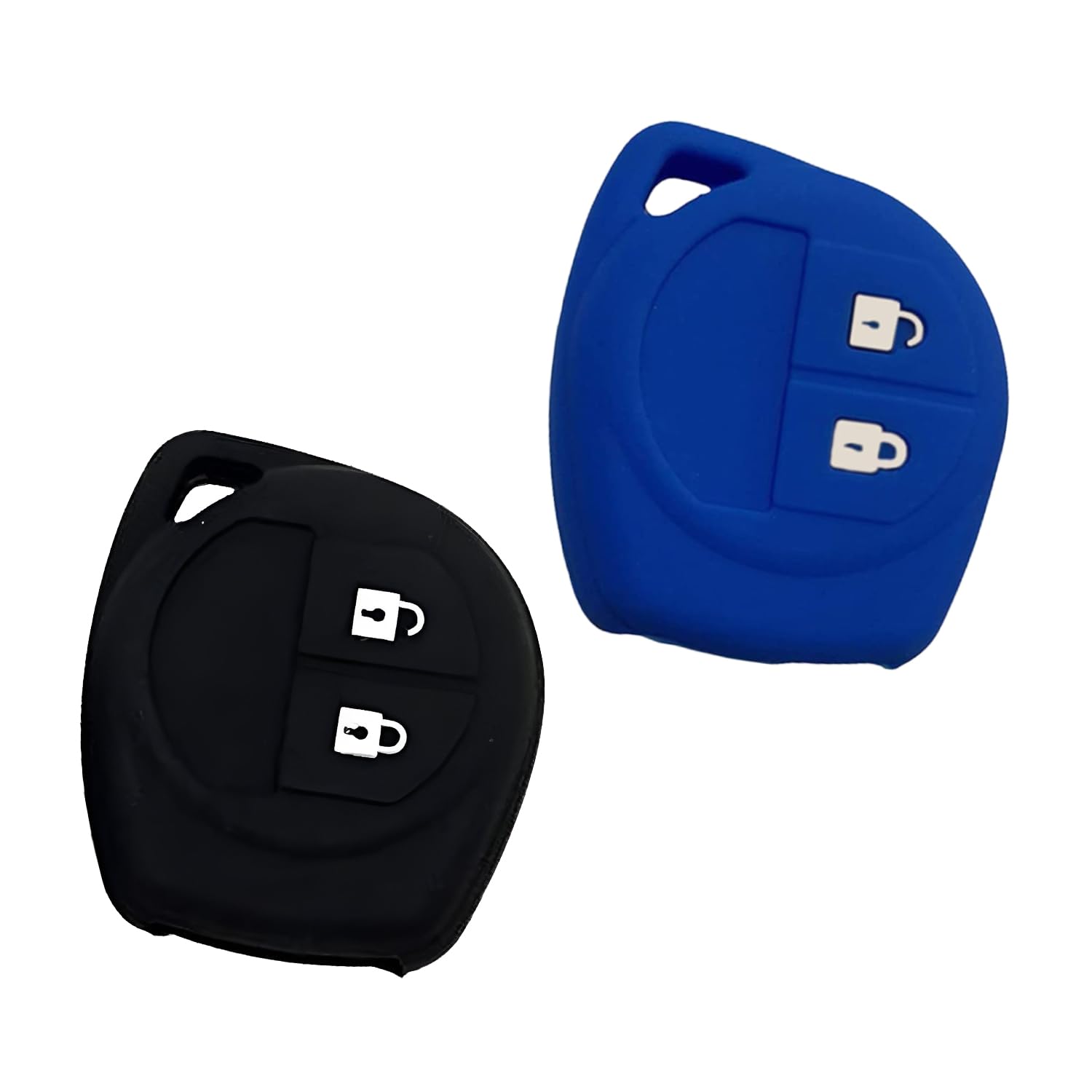AUTOFRILL 2 Pcs Silicone Car Key Cover for Maruti Suzuki Baleno, Grand Vitara, XL6, Swift, Brezza, Ertiga, Dzire, Celerio, Ciaz, SX4, Ignis, S Presso, S Cross, Fronx 2 Button Key Cover (Black-Blue)