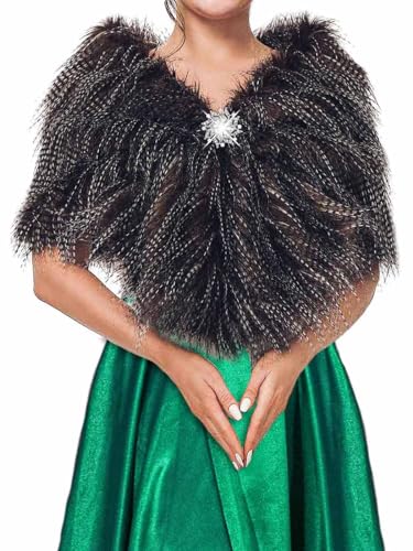 EASEDAILY Wedding Fur Shawls and Wraps Bridal Stole Faux Bride Fur Scarf  Shrug with Brooch for Women and Bridesmaid - Product Details