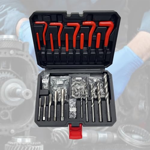 Metric Thread Repair Kit 131Pcs: Heavy-Duty Thread Repair Tools with HSS Drill M5 M6 M8 M10 M12 Threads Repairs Insert Kit for Car Automotive