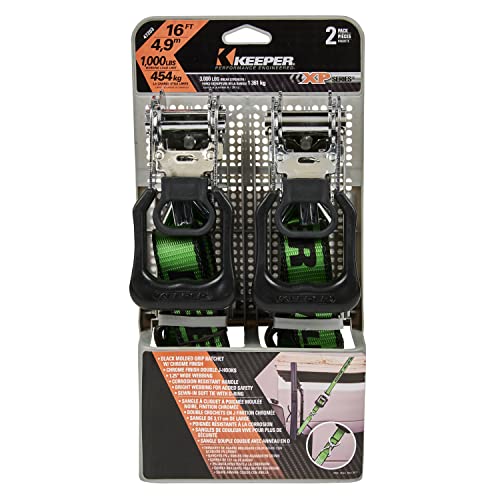 Keeper 47203 16' Ratchet Tie-Down, 2 Pack, Green #TOP4
