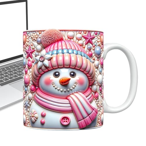 Ozozuize クリスマスマグ | セラミック製ウィンターコーヒーマグカップ - 350ml 雪だるまデザイン ティー チョコレート ギフト キッチン用品 女性向け