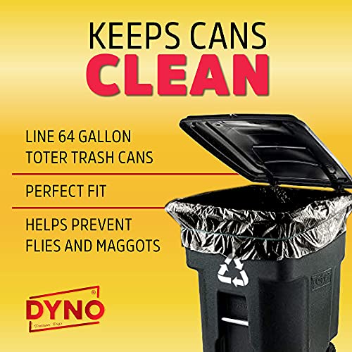 Image of Dyno Products Online 64 Gallon Heavy Duty Trash Bags, 50 Count, 1.5 Mil Black - Individually Folded, Industrial Strength, Made in USA