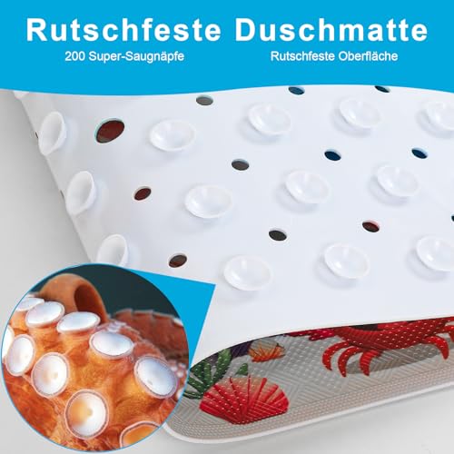 XIYUNTE Baby-Badematte für Badewanne, rutschfeste Kinder-Badematte, 101,6 x 40,6 cm, extra lang, Cartoon-Badematte, rutschfeste Kinder-Duschmatte, umweltfreundlich, Kleinkind-Badematten mit Saugnäpfen