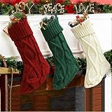 Weihnachtsstrumpf Weihnachtsdeko Weihnachten Geschenktasche Weihnachten Strumpf Geschenk Christmas Stockings Hängende Strümpfe Weihnachtsstrümpfe Gestrickte Xmas Socken (Weihnachsstrumpf, 46cm)