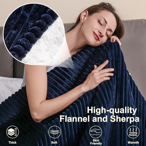 Image of Tefici Heated Electric Blanket Full Size 72 inchx84 inch 6 Levels Over-Heat Protection Fast Heating 1 /3 /6 /9 Hours Auto-Off,Heating Blanket Full Size,Soft Flannel to Sherpa ETL&FCC Certified Blue