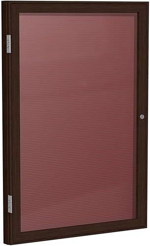 Vista 2 de Ghent Tablero de letras de franela cerrado de 2 pulgadas x 1 1/2 pulgadas, 1 puerta, negro, marco de madera con acabado de nogal (PN121 1/2B-BK)