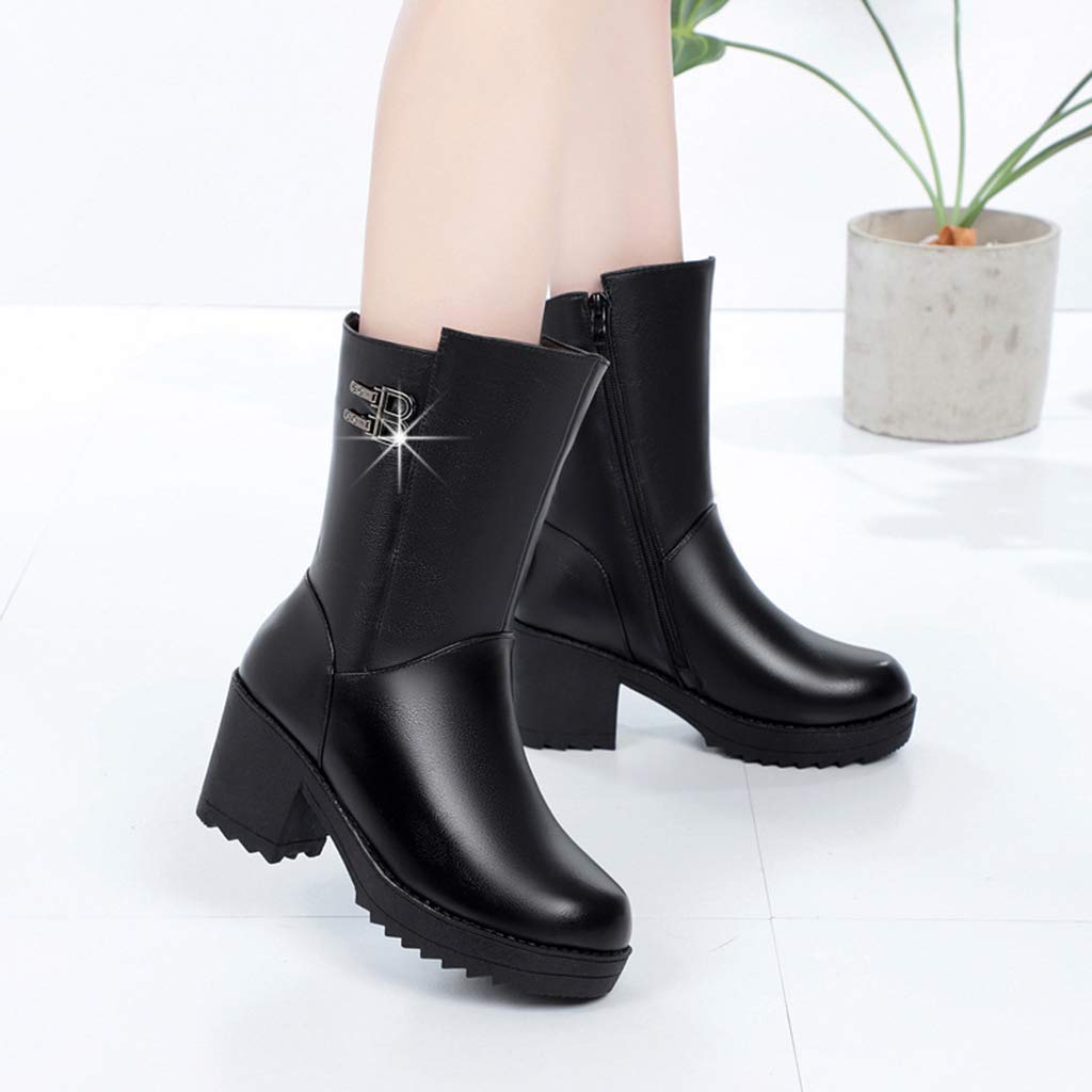 Halfhoge laarzen voor dames,Katoenen wandelschoenen voor buitenwerk Mode  enkellaarsjes met wollen voering,Black- 36/UK 3/US 5 : Amazon.nl: Kleding,  ...