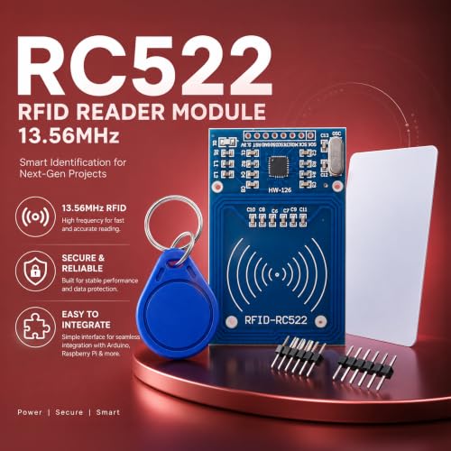 Image of Electronic Spices RC522 RF IC Card Reader Sensor Module Kit with S50 Blank RFID Card & Key Ring for Arduino, Raspberry Pi & DIY Projects