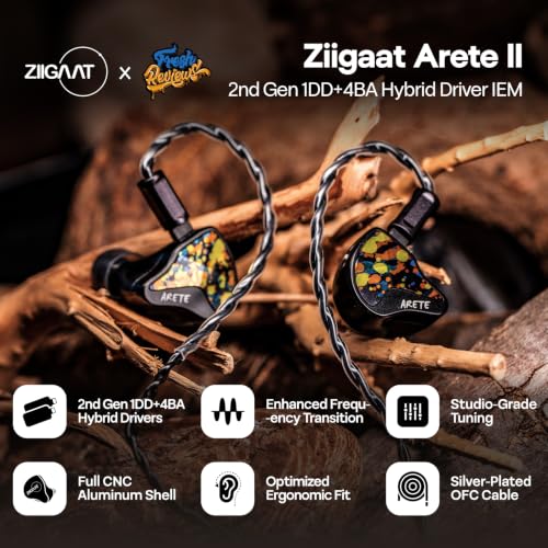 Image of Linsoul ZiiGaat x Fresh Reviews Arete II IEM,2nd Gen 1DD+4BA Hybrid in Ear Monitor,Wired HiFi Earbuds,Full CNC Aluminum Shell Earphone with Detachable Silver-Plated OFC Cable for Musician (Graffiti)