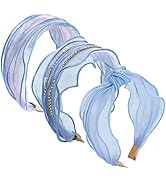 REFRASE LIFE Blue Mesh Headbands 3Pc Different Styles for Women and Girls