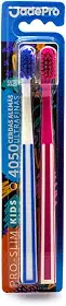 Escova de Dente Infantil Pro Slim Kids 4050 Cerdas Ultra finas kit 2un JadePro (Branca/Rosa)
