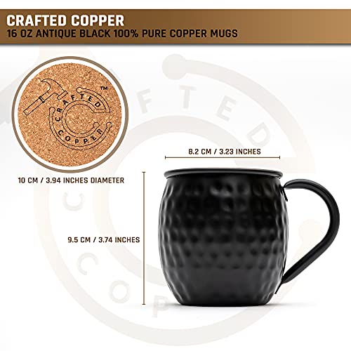 Moscow Mule Copper Mugs - Set Of 2 | 100% Handcrafted Food Safe 16Oz Pure Copper Mule Mugs With 2X Cork Costers And 2X Cotton Bags - Premium Cocktail Kit #TOP3