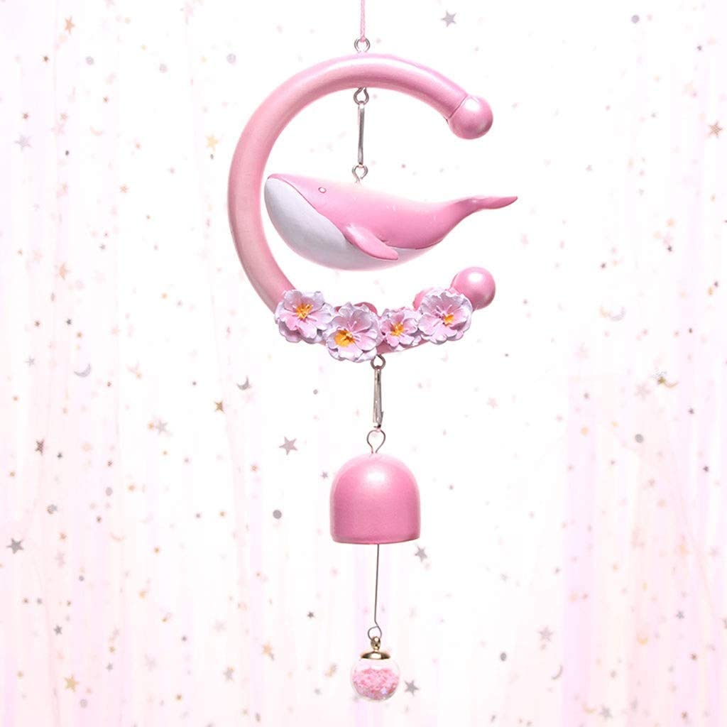 Carillón Viento Campanillas De Viento Creativas para Niñas, Colgante Pequeño Y Fresco para Dormitorio, Decoración Adornos para Balcón Curativos Ballenas Decorativo(Pink)