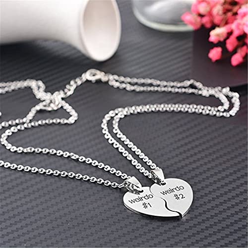 Kingbell 2Pcs/Set Matching Heart Couple Necklace Interlocking Necklace For Lover Couple Bff Custom Text #TOP4