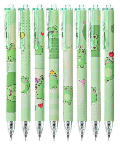 Mr. Pen- Cartoon Retractable Gel Pens, 6 Pack, Black Ink, Fine Point 0.5 mm, Fast Dry, Smooth Writing, Cute Animal Gel Ink Pens for Drawing, Writing and School Supplies for Girls, Frog Accessories