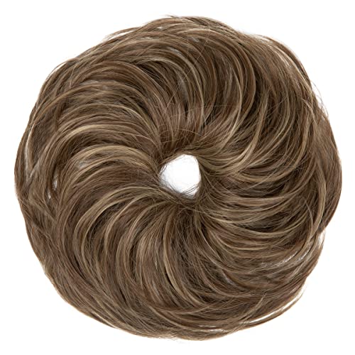 Sarla Messy Bun Hair Piece For Women Updo Synthetic Tousled Ponytail Hairpieces Scrunchies Bun Extensions Brunette/Ash Blonde #TOP2