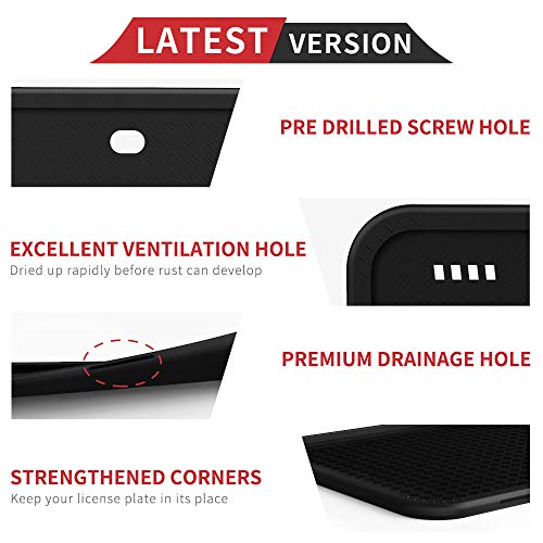 Aujen Silicone License Plate Frames, 2 PCS License Plate Holder, Universal American Auto Black License Plate Frame Rust-Proof, Rattle-Proof, Weather-Proof