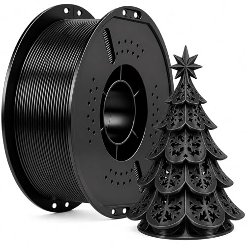 VEOEOV PETG 3D Printer Filament 1.75mm Black 1KG +/-0.02mm Accuracy AMS/AMS Lite Ready for Most FDM 3D Printers