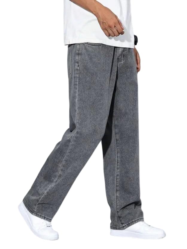 cabrrr Men Loose Fit Mid Rise Grey Jeans – Relaxed Fit Casual Denim Pants-picture-41
