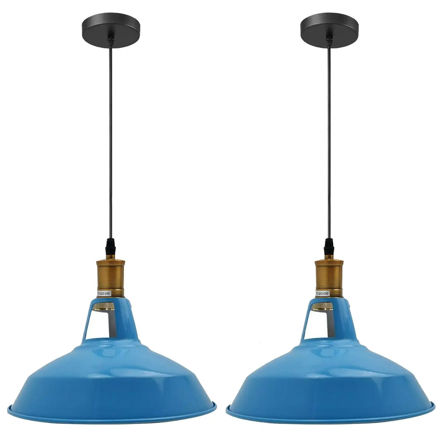 LEDSone Ceiling Pendant Light Industrial 2 Pack of Metal E27 Ceiling Adjustable Cable Hanging Pendant Light Fixture for Hallway Kitchen Bedroom Living Room Dining Room Restaurant โ image 1