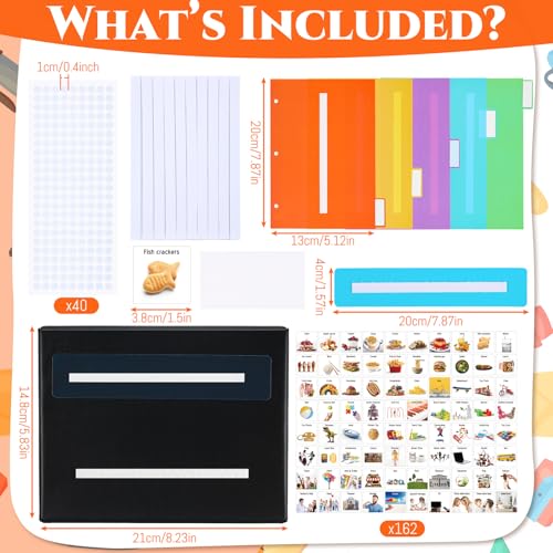 Resurhang Livre de communication en vrac 162 cartes d'images d'icônes stratifiées avec 5 intercalaires multicolores 1 bande de phrase pour autisme, vocabulaire, langage et articulation (véritable) – vue 2