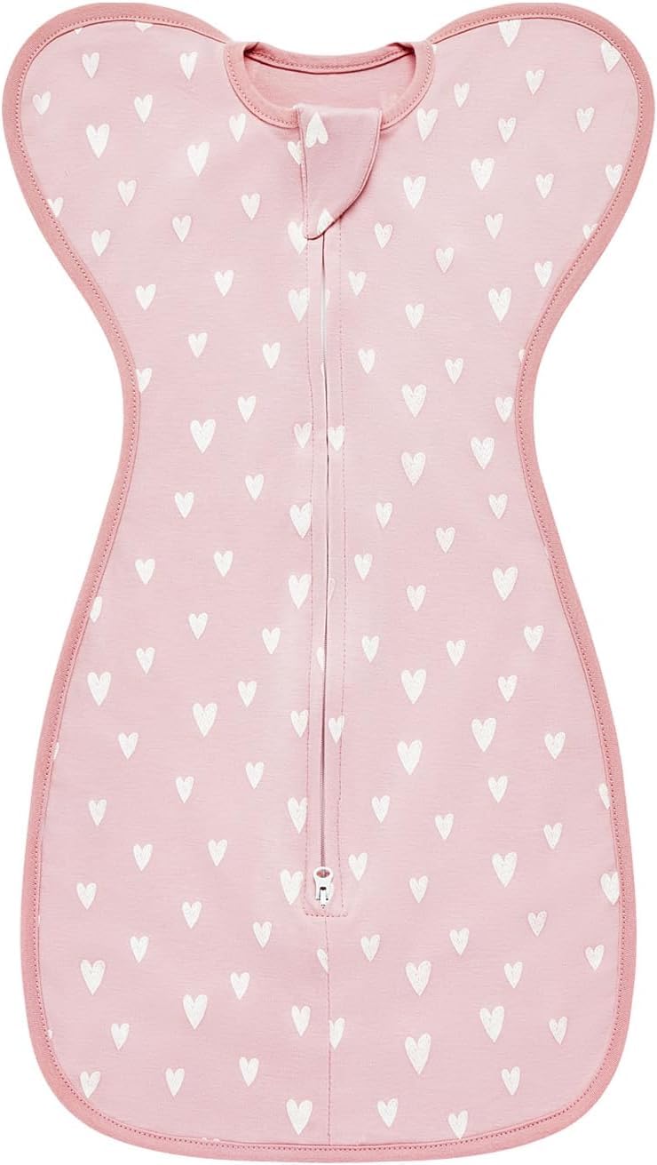 AokratyBaby Swaddle Blanket,Sleep Sack with Arms Up Design,100% Cotton Newborn Swaddle Wearable Blanket, Infant Transition Safe Sleep Sack for Baby Girl & Boy(Pink,0-3 Months)