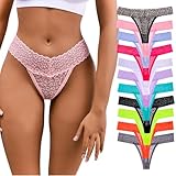 Women's Lace Thong Panties Set, 11 Pack, Multicolor with Leopard Print, Neon Accents (US, Alpha, Small, Regular, Regular, 11se)