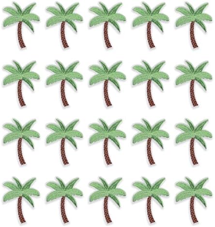 20PCS Palm Tree Iron on Patches, Green Coconut Tree Embroidered Applique, Plants Iron on Sew on Decorative Emblem, Embroidery Patches for Clothes Jeans Jacket Hats Bags DIY Sewing Craft Decoration