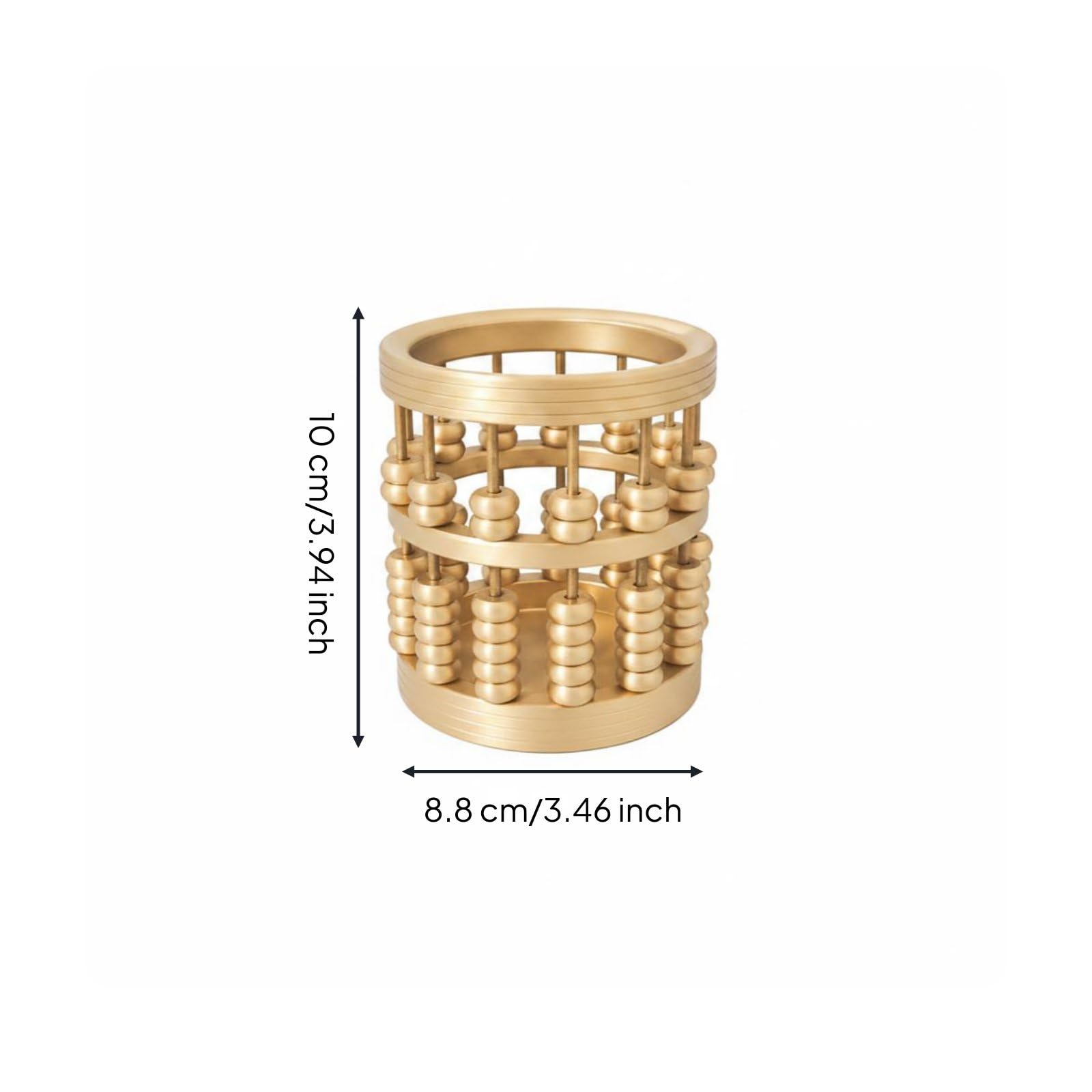 Portapenne Ottone Portamatite Portastilo Organizer per Penne E Pennelli Corpo Solido Cilindrico Fascino Culturale Decorativo Adatto per Ufficio Home Office Studio Regalo, Brass L