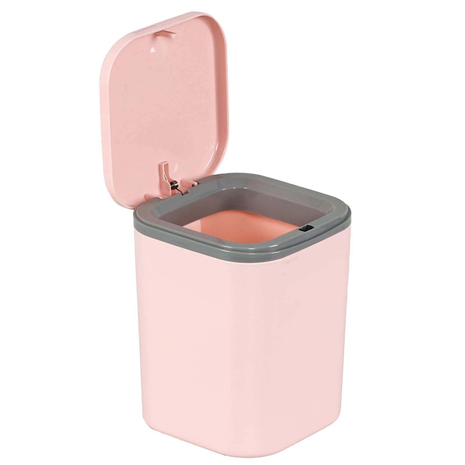 Fabnati 2 Litre Plastic Desktop Garbage Bin, Mini Trash Bin with Push Button Lid, Pink
